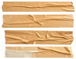 set of brown adhesive torn tape isolated transparent png background,Paper