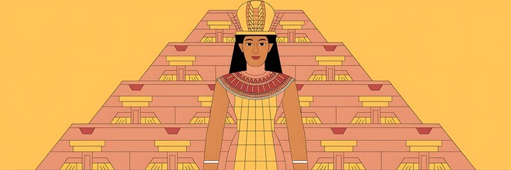 Sumerian goddess Inanna Ishtar divine queen of heaven fertility love standing before grand Anunnaki temple Mesopotamian architecture detailed ancient structure spiritual art 2D cartoon illustration