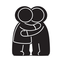 Hug Day black color design, solid white background (6).eps