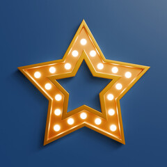 Decorative star with lamps on a background of wall