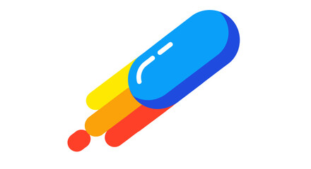 Stylized Comet Illustration with Vibrant Tail on White Background.