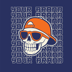 White Skull Wearing Backwards Cap.