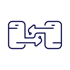 Mobile Connected Icon. Smartphone Data Transfer Icon. Mobile File Sharing Symbol. Phone-to-phone Connection. Vector illustration concept.