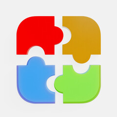Teamwork and solution concept. 3D puzzle pieces