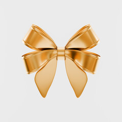 Gold bow with ribbon isolated