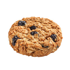 Delicious oat cookie with dried fruits on a clean white background perfect for snacks or desserts made fresh daily on transparent background