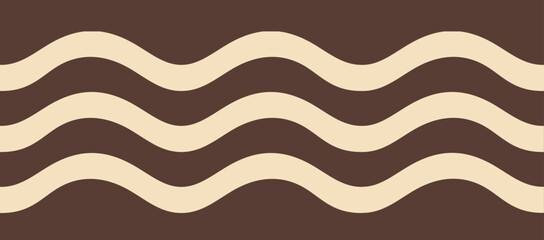 Brown Cream Wave Line Geometric Vector — Retro Abstract Pattern with Curved Flow Shapes and Minimal Color Palette for Modern Design.