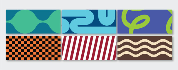 Geometric Vector Pattern Collection — Bold Retro Shapes, Minimal Waves, and Colorful Abstract Backgrounds for Creative Design and Branding