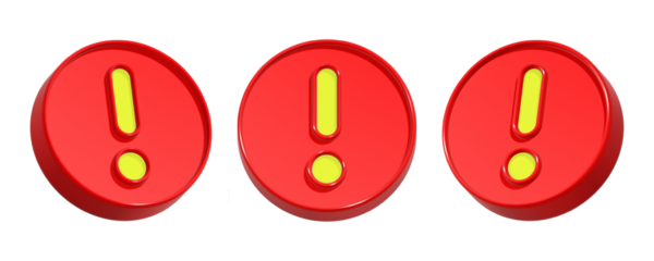 3d rendering icon alert button in red color