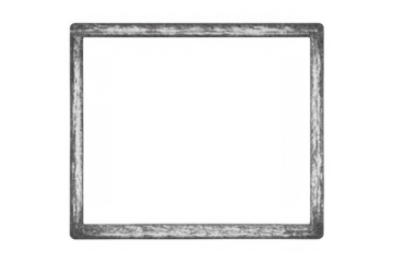 Distressed grunge square frame overlay with textured border and transparent background, adding vintage effect