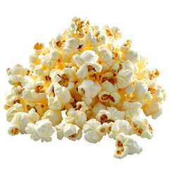 Freshly popped popcorn piled high for an enjoyable movie night at home on transparent background