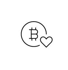 Obraz premium Bitcoin and heart. Crypto love, virtual currency enthusiast. Pixel perfect, editable stroke vector icon