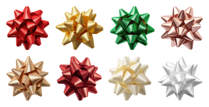 PNG Colorful decorative gift bows collection, element set on transparent background - Powered by Adobe