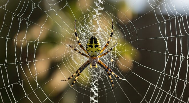 Close-up of a yellow garden spider on its intricate web outdoors.