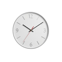 Simple white wall clock isolated on transparent background