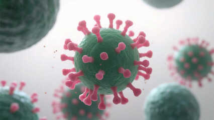 Virus cell with pink spikes