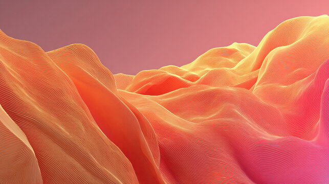 An abstract landscape in warm colors, suggesting a soft, undulating terrain under a hazy sky