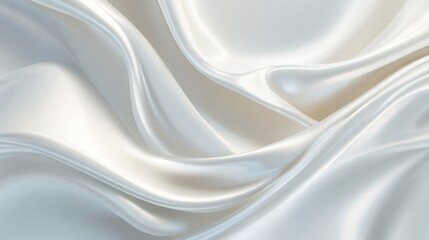 Obraz premium Elegant silky white fabric draping gracefully in soft folds, creating a smooth and luxurious texture for seamless backgrounds and design projects