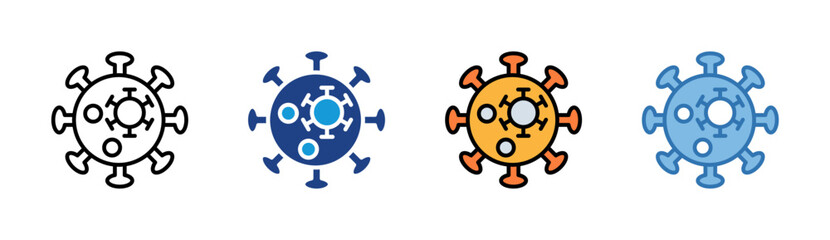 Virus icon set multiple style collection