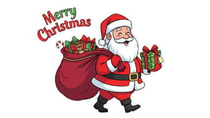 Santa Claus Delivers Joy A Merry Christmas Illustration with Gifts and Cheer