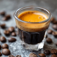 Espresso Shot with Coffee Beans