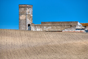 Olive mill tower at Characena farmstead in Huévar, Andalusia