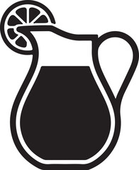 Black and white illustration of a pitcher with a lemon slice garnish