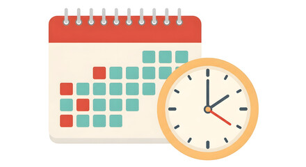 Plan your schedule with a calendar and clock, stay organized and on time, essential for time management and productivity improvement