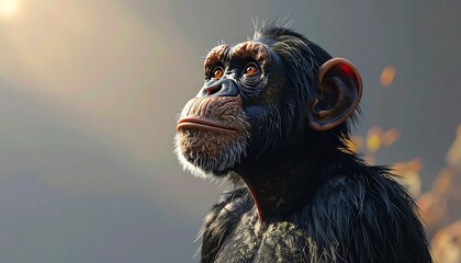 Contemplative Chimpanzee Portrait - A Study in Thoughtful Expression.