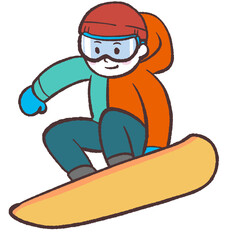 Naklejka premium スノーボードをする男性のイラスト