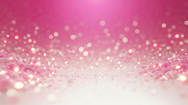 Soft pink bokeh lights background with glitter and sparkle effect - Powered by Adobe