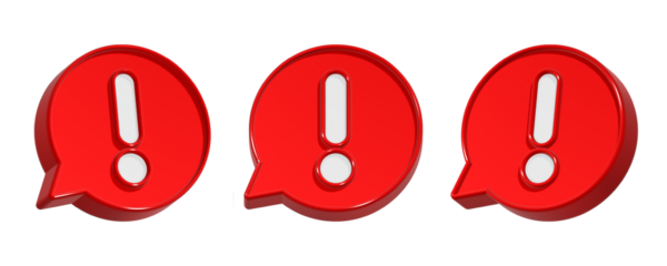 3d rendering design  chat alert icon in red color 