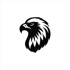Black Eagle Head Profile Logo With Fierce Expression And Feather Details