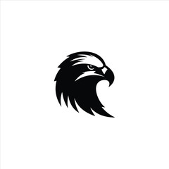 Obraz premium Black Eagle Head Side Profile Logo With Sharp Beak And Feathers