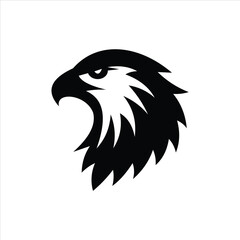 Obraz premium Black Eagle Head Side Profile Logo With Sharp Beak And Feathers