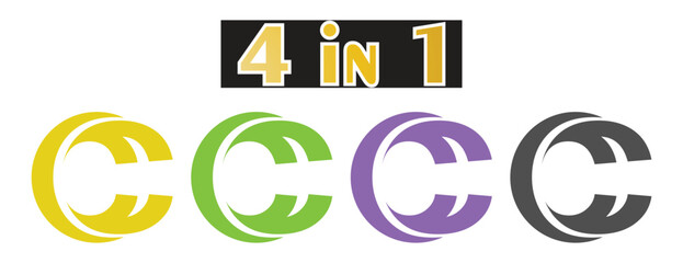 4-in-1 Letter C Circular Logo Icon Set