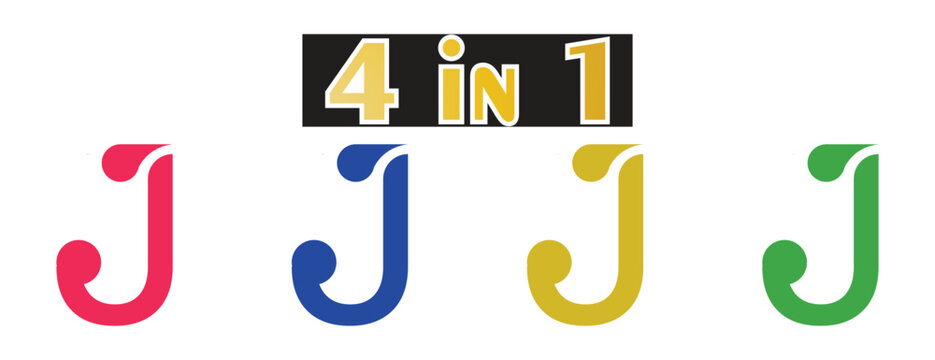 4-in-1 Swirled Letter J Logo Icon Set