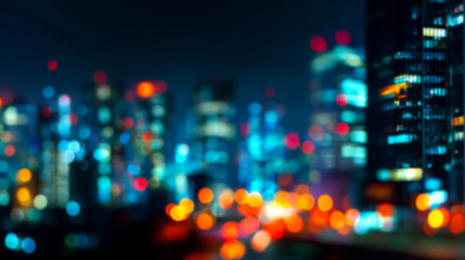 Naklejka premium 夜景のボケが美しい都市の光