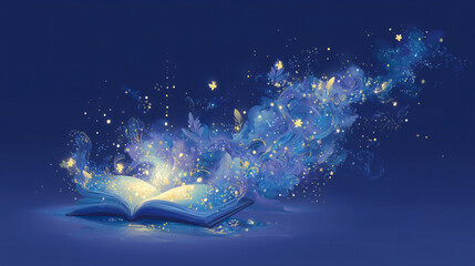 The pages of the book radiate light