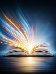 The pages of the book radiate light