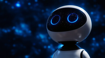 A cute robot gazing at the stars