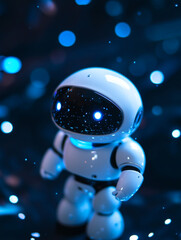 A cute robot gazing at the stars
