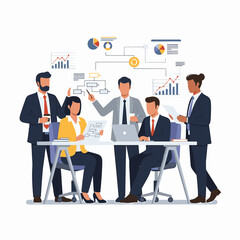 Fototapeta premium Business team meeting and presentation with charts and graphs in a modern office setting