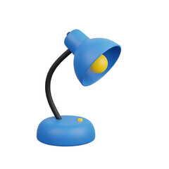 Modern blue desk lamp with bright yellow bulb illuminates workspace for focused productivity and creativity, a symbol of ideas and learning.