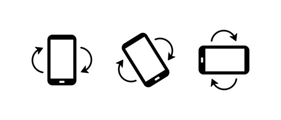 Device Rotation Symbol, Phone Screen Orientation Icon with Circular Arrows for Interface and Controls