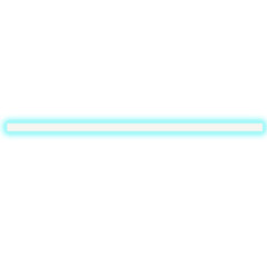 Bright cyan neon light bar isolated on transparent background