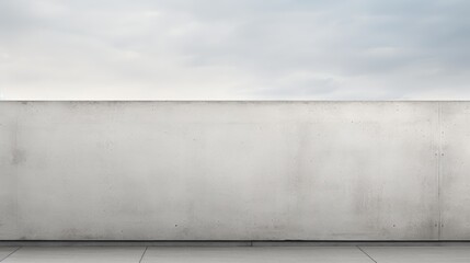 A minimalistic concrete wall under a cloudy sky, creating a serene and modern atmosphere.