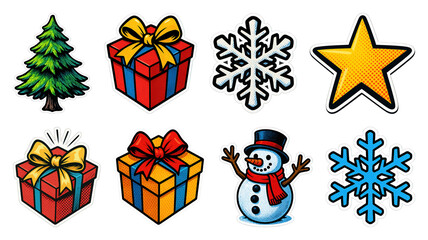 PNG Festive holiday sticker collection, element set on transparent background