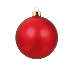 A single vibrant red Christmas bauble ornament hanging against a transparent background for festive holiday decoration