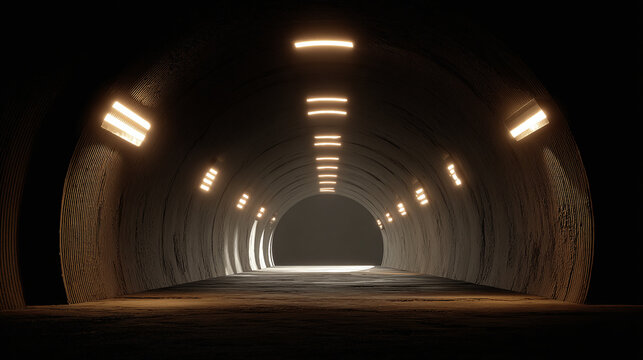 A tunnel perspective with diminishing light at the end